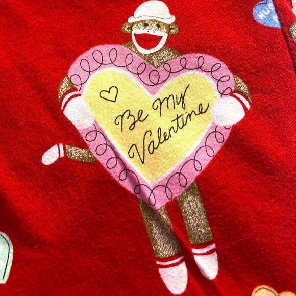 Nick & Nora SZ L Valentines Pajama Set Sock Love Monkey Lounge Comfy - Picture 7 of 8